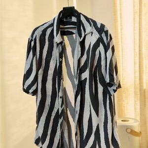 Ksubi Black and White Zebra Print Shirt